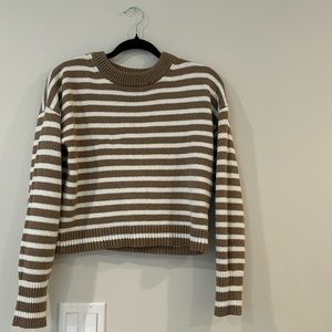 Brown and White Striped Sweater